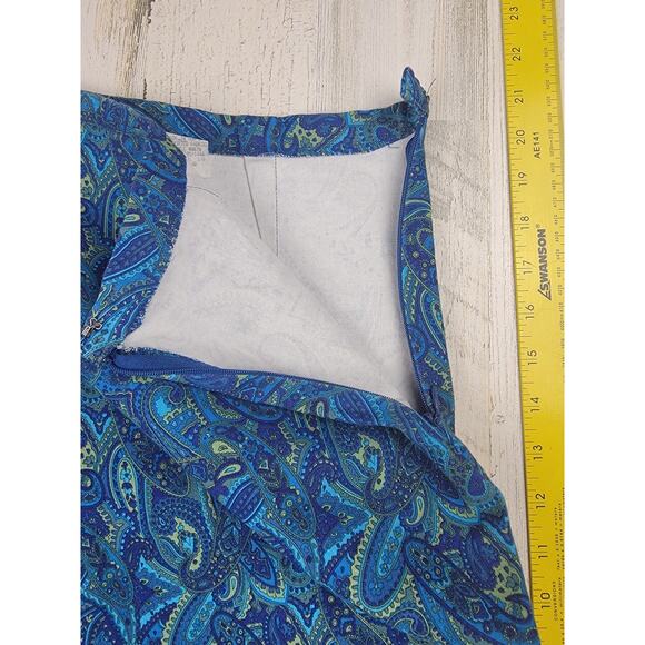 Paul Harris Vintage Blue Paisley High Waisted Pencil Skirt- Size 10 - Picture 7 of 10